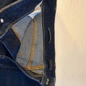 Talbots woman's Dark Indigo Jeans with tartan hem